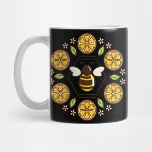 Honey Bee and Lemon Mandala | Black Mug